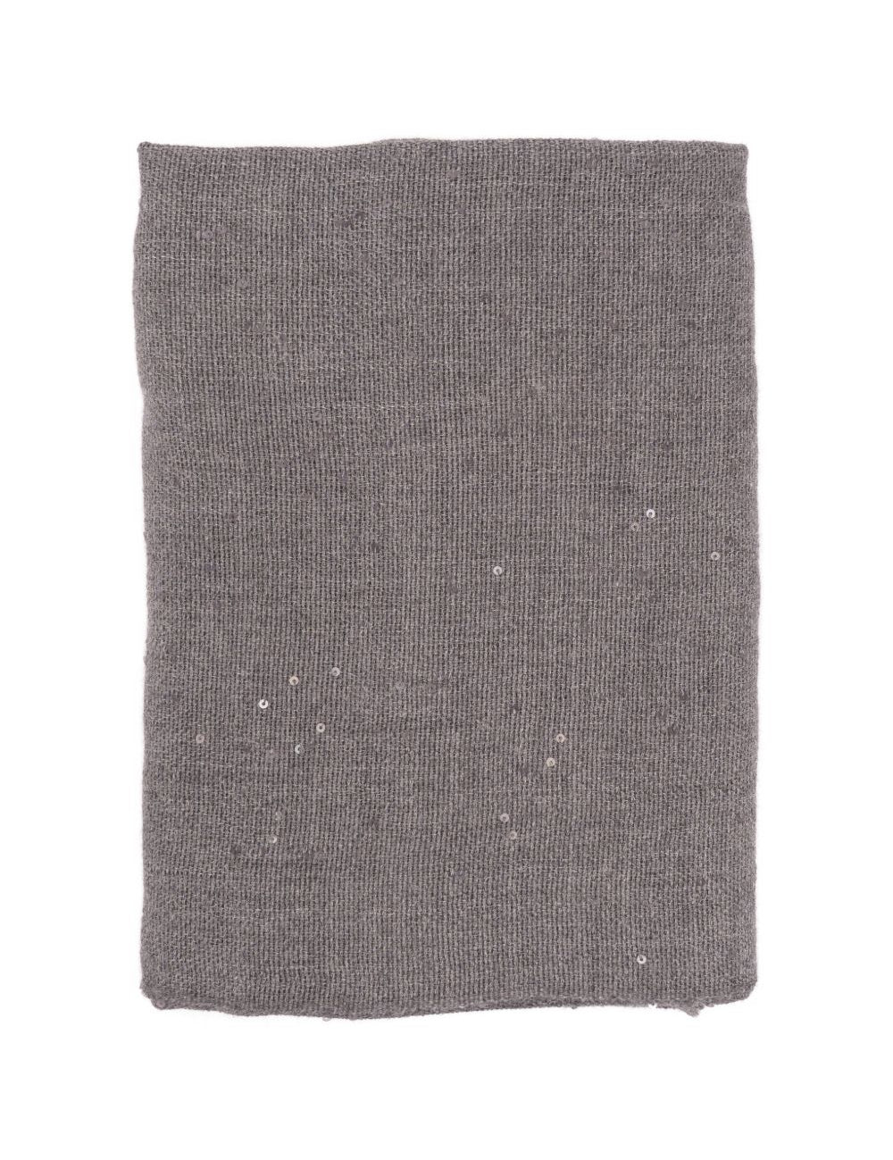 Sciarpa con paillettes e orli sfilacciati in grigio 