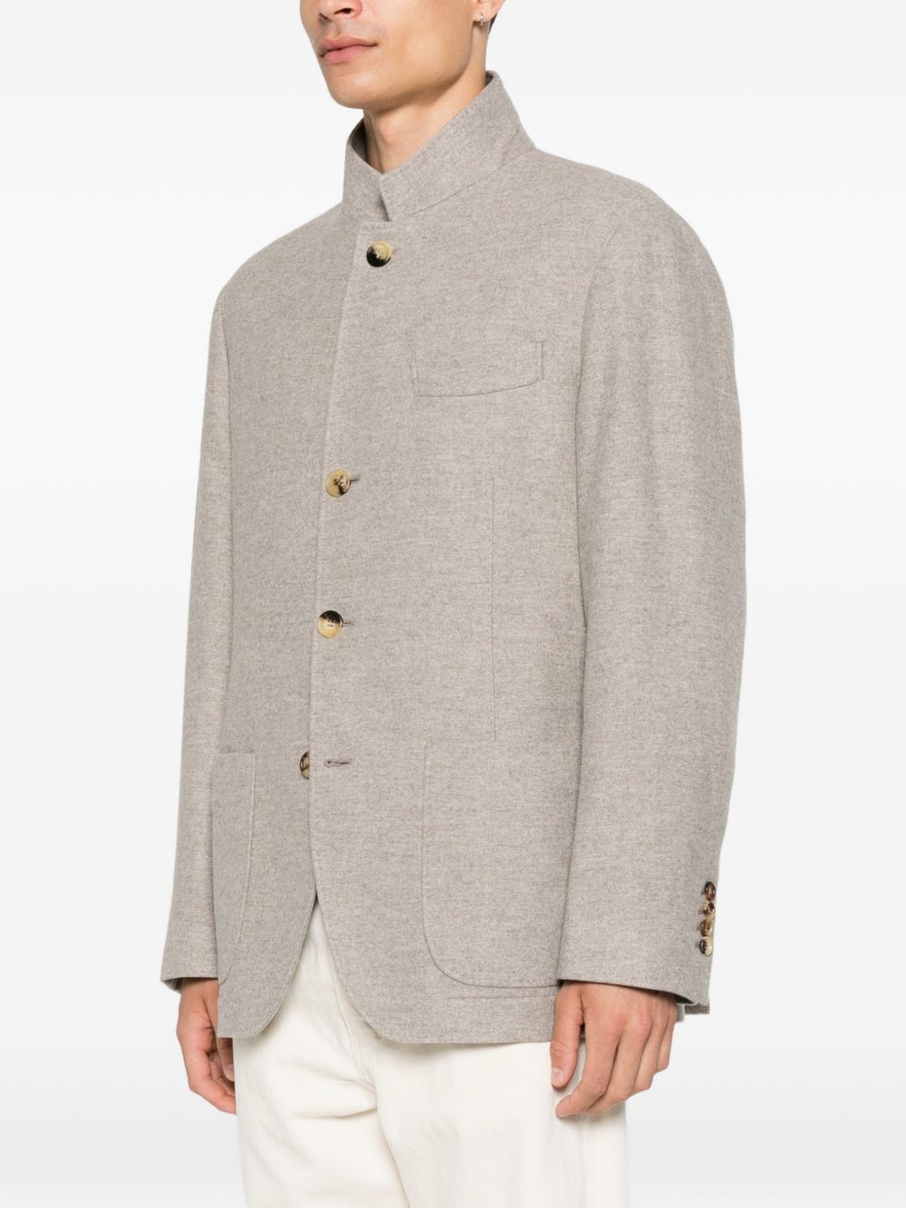 Blazer monopetto in cashmere in grigio 