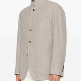 Blazer monopetto in cashmere in grigio 
