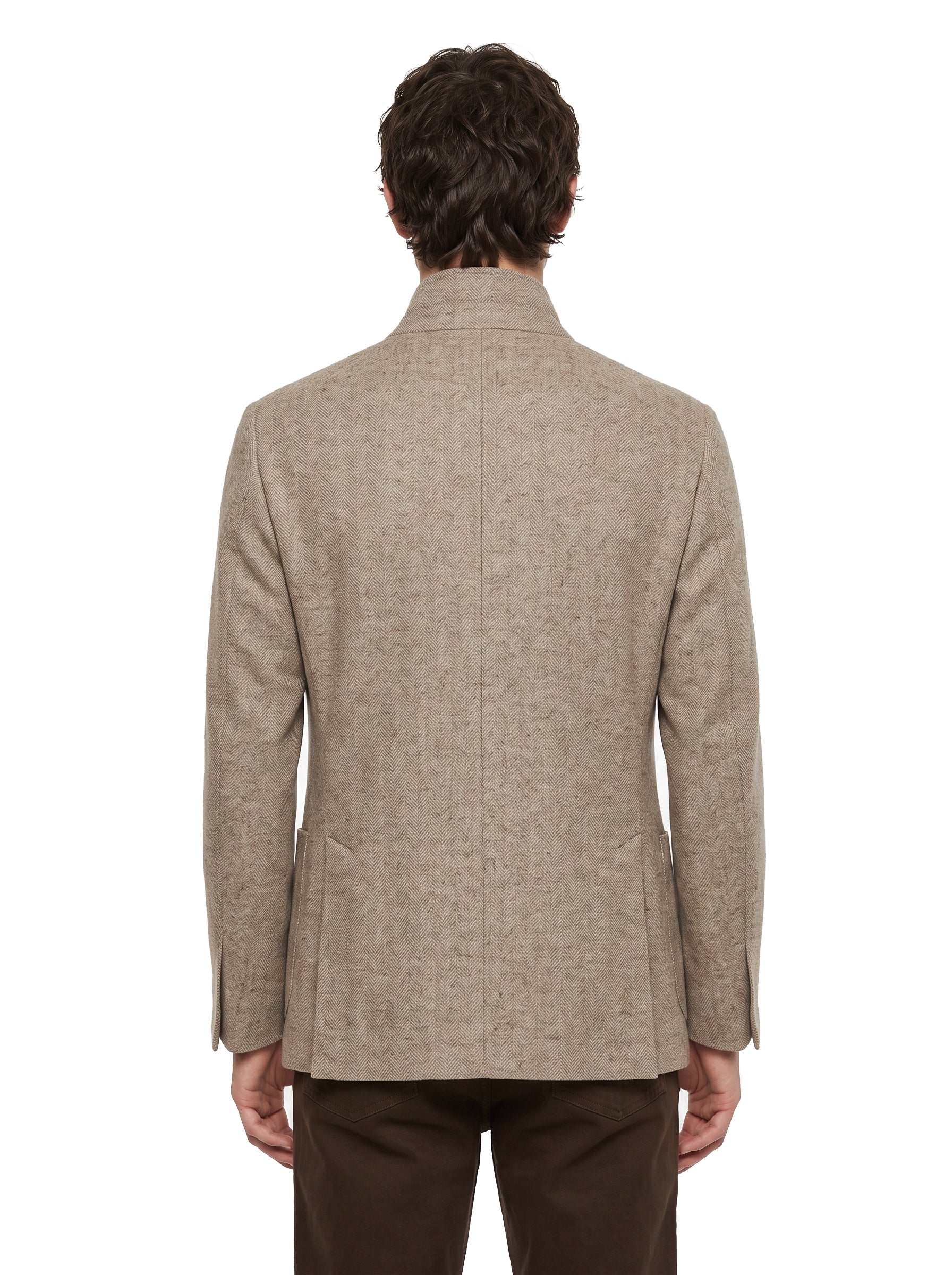 Blazer monopetto in cashmere in beige 