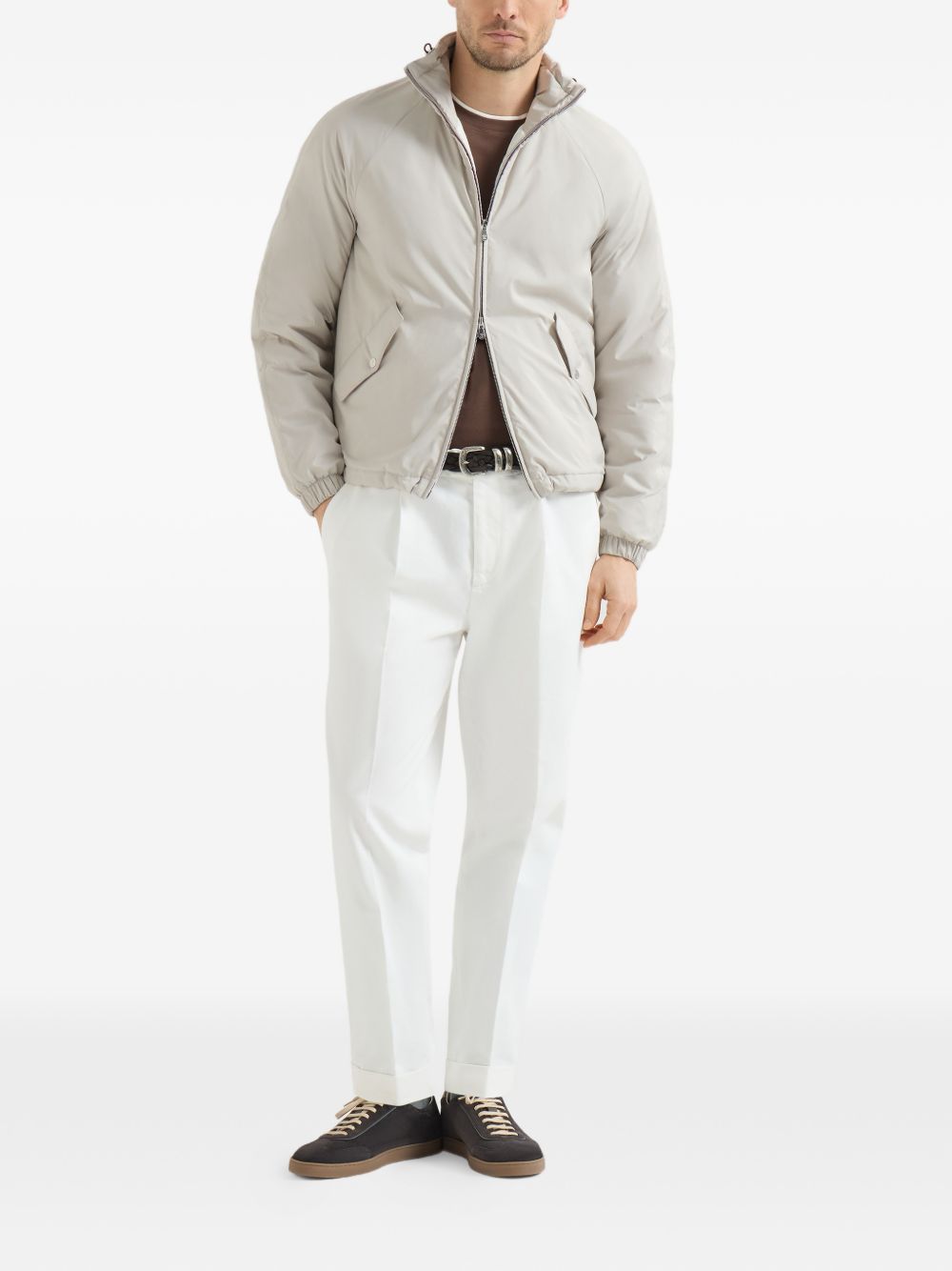 Giacca con cappuccio in nylon in grigio 