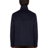 Giacca in lana vergine con inserti in nappa in blu 