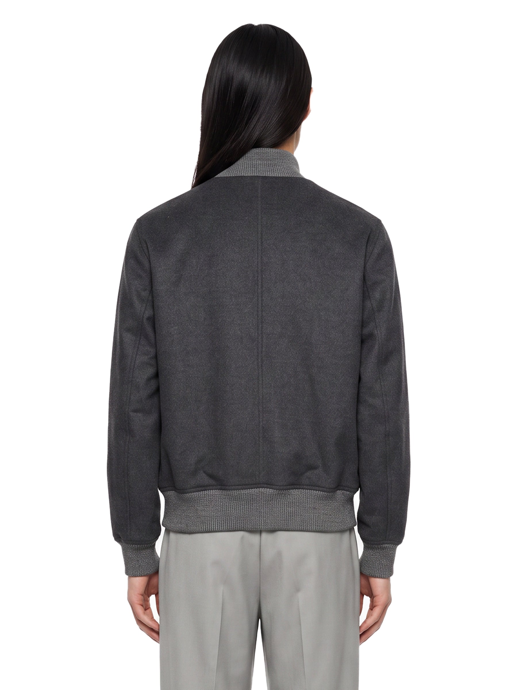Bomber in lana a collo alto in grigio 