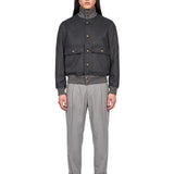 Bomber in lana a collo alto in grigio 