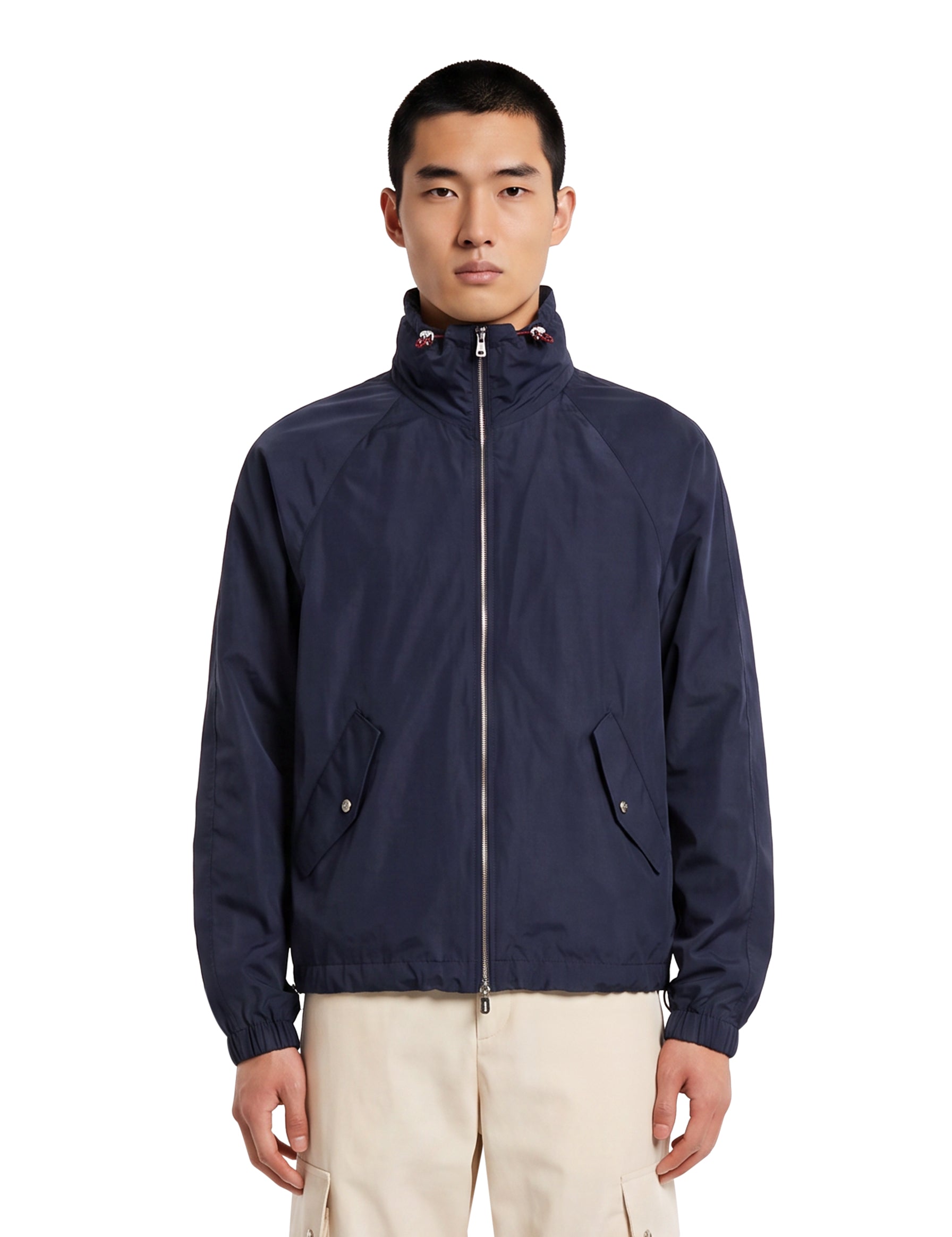 Giacca idrorepellente a collo alto in blu 