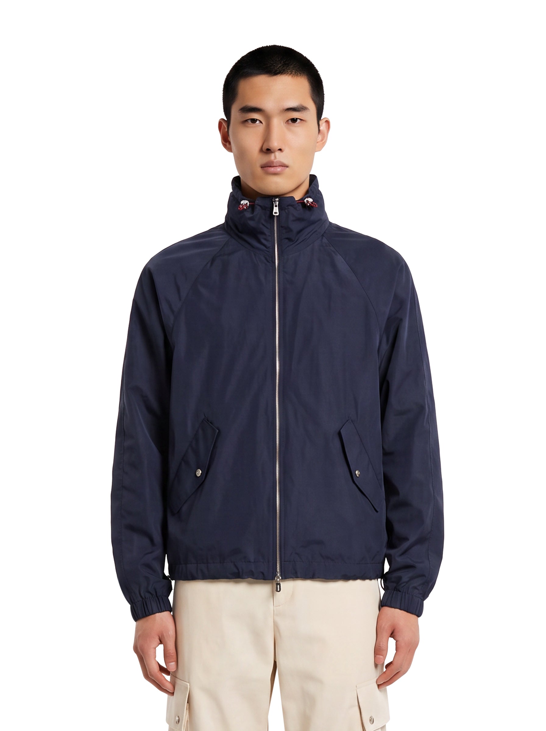 Giacca idrorepellente a collo alto in blu 