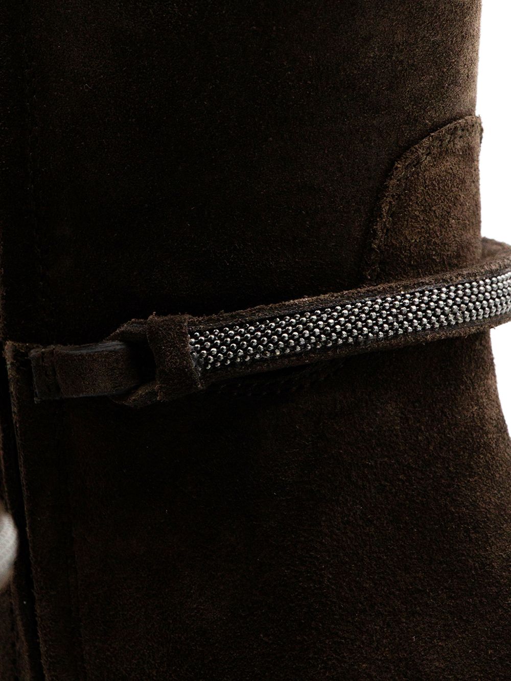Stivali alti in pelle scamosciata con cinturino in marrone 