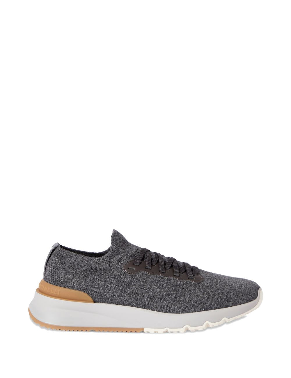 Sneakers in cotone e pelle di vitello in grigio Brunello cucinelli - uomo 