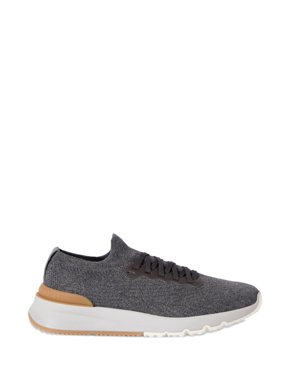 Sneakers in cotone e pelle di vitello in grigio Brunello cucinelli - uomo 
