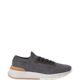 Sneakers in cotone e pelle di vitello in grigio Brunello cucinelli - uomo 