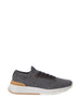 Men's Brunello Cucinelli Gray Cotton and Calfskin Sneakers