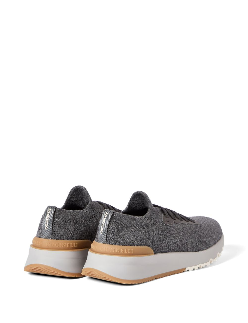 Sneakers in cotone e pelle di vitello in grigio Brunello cucinelli - uomo 