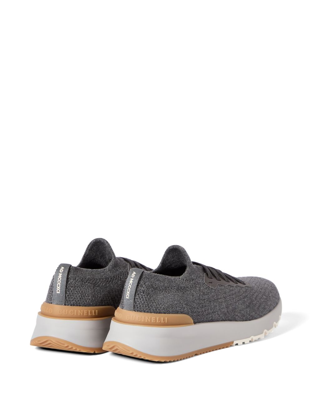 Sneakers in cotone e pelle di vitello in grigio Brunello cucinelli - uomo 