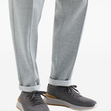 Sneakers in cotone e pelle di vitello in grigio Brunello cucinelli - uomo 