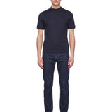 T-shirt girocollo in blu 