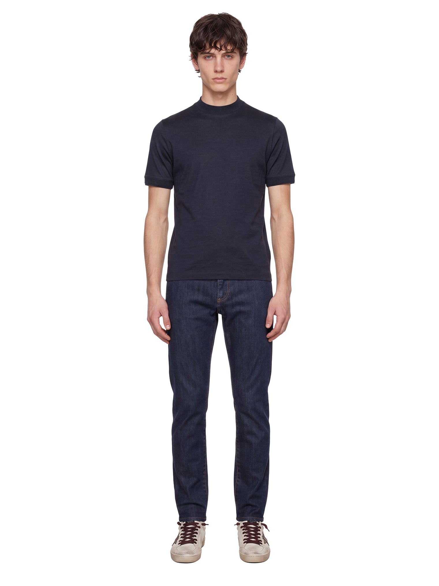 T-shirt girocollo in blu 