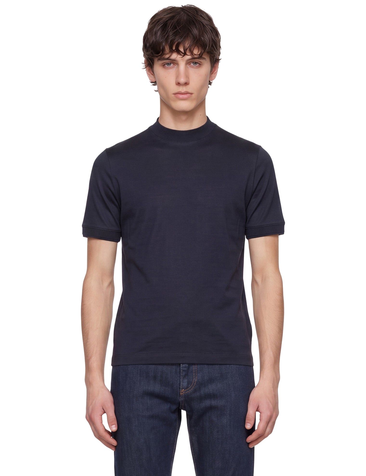 T-shirt girocollo in blu 