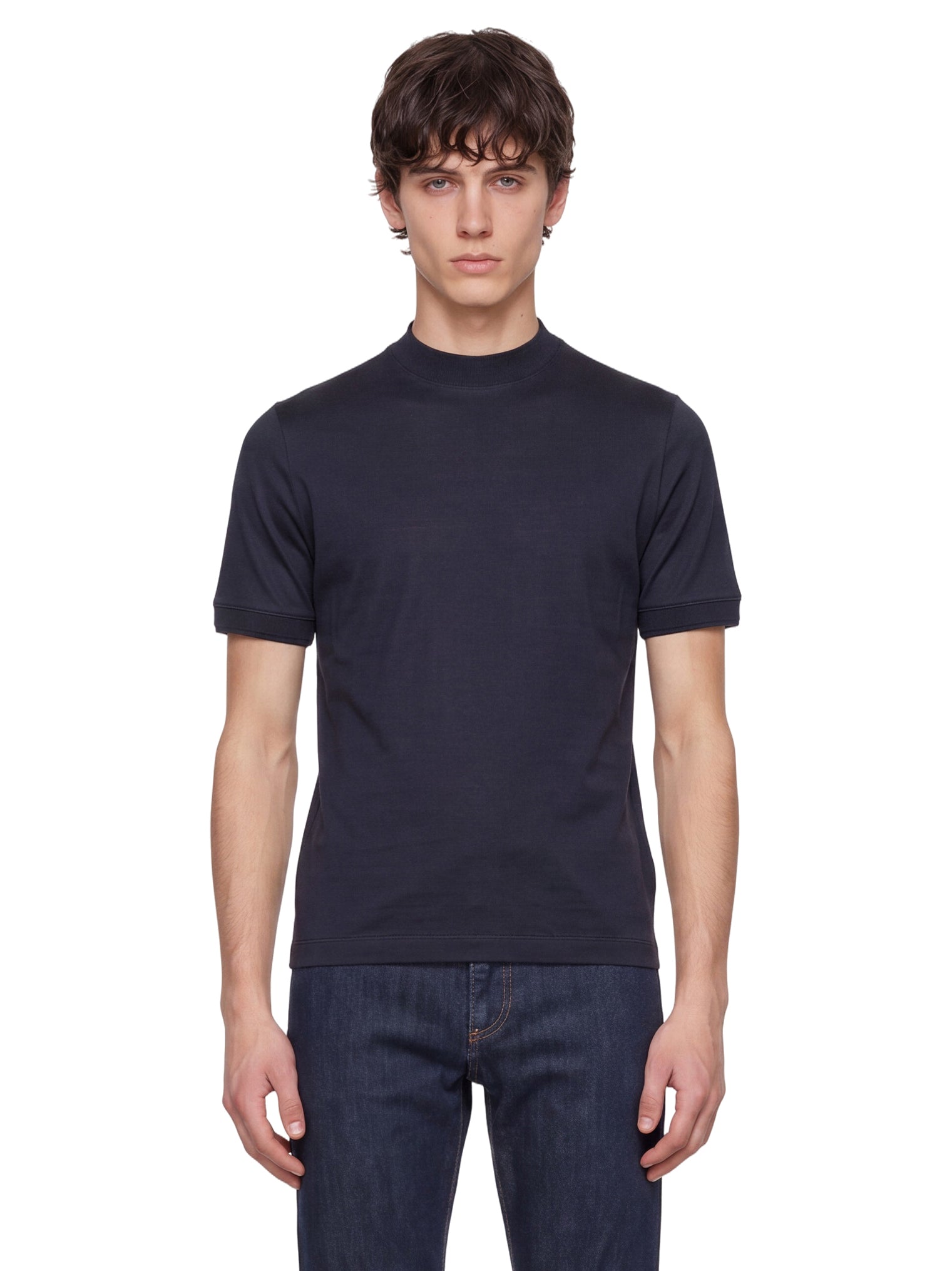 T-shirt girocollo in blu 