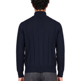 Polo con zip in lana blu 