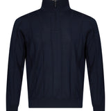 Polo con zip in lana blu 