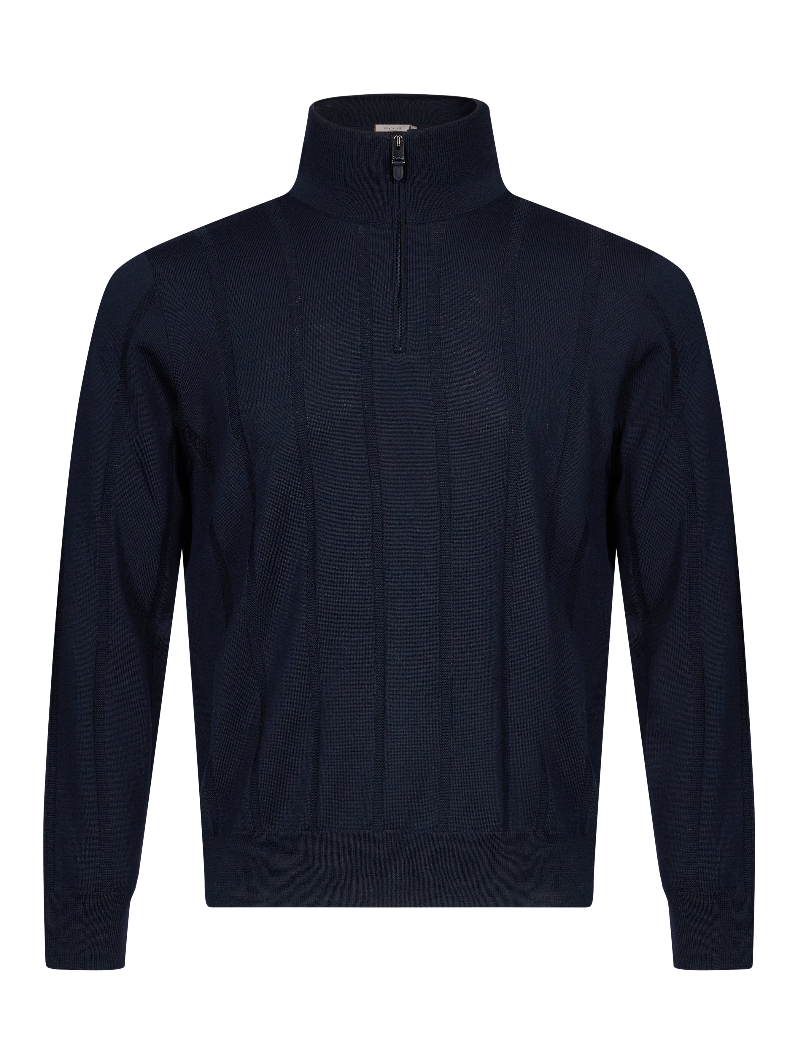 Polo con zip in lana blu 