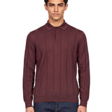 Maglia polo in lana bordeaux 