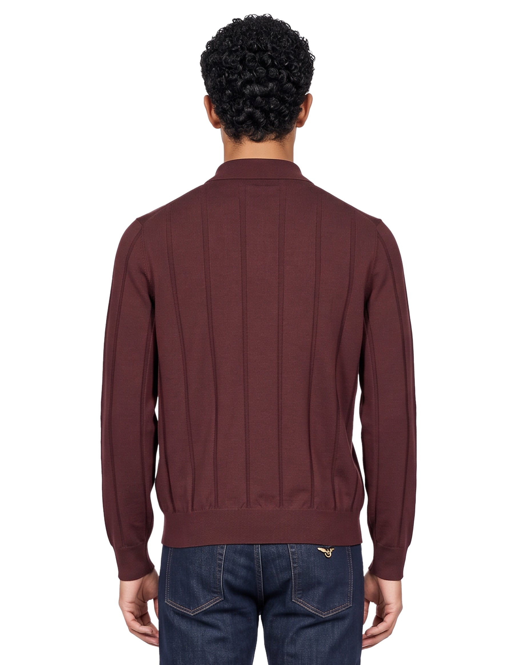 Maglia polo in lana bordeaux 