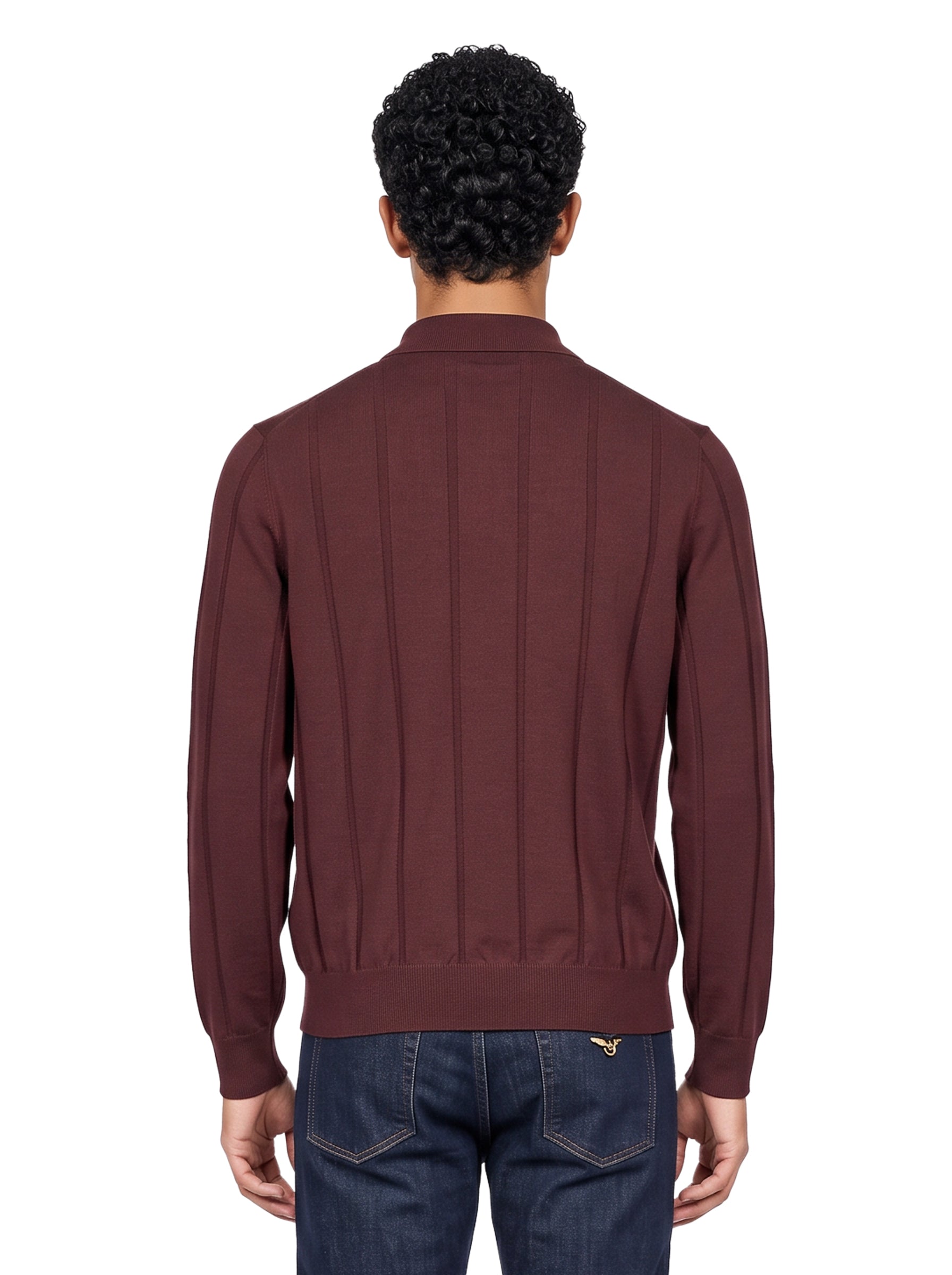 Maglia polo in lana bordeaux 