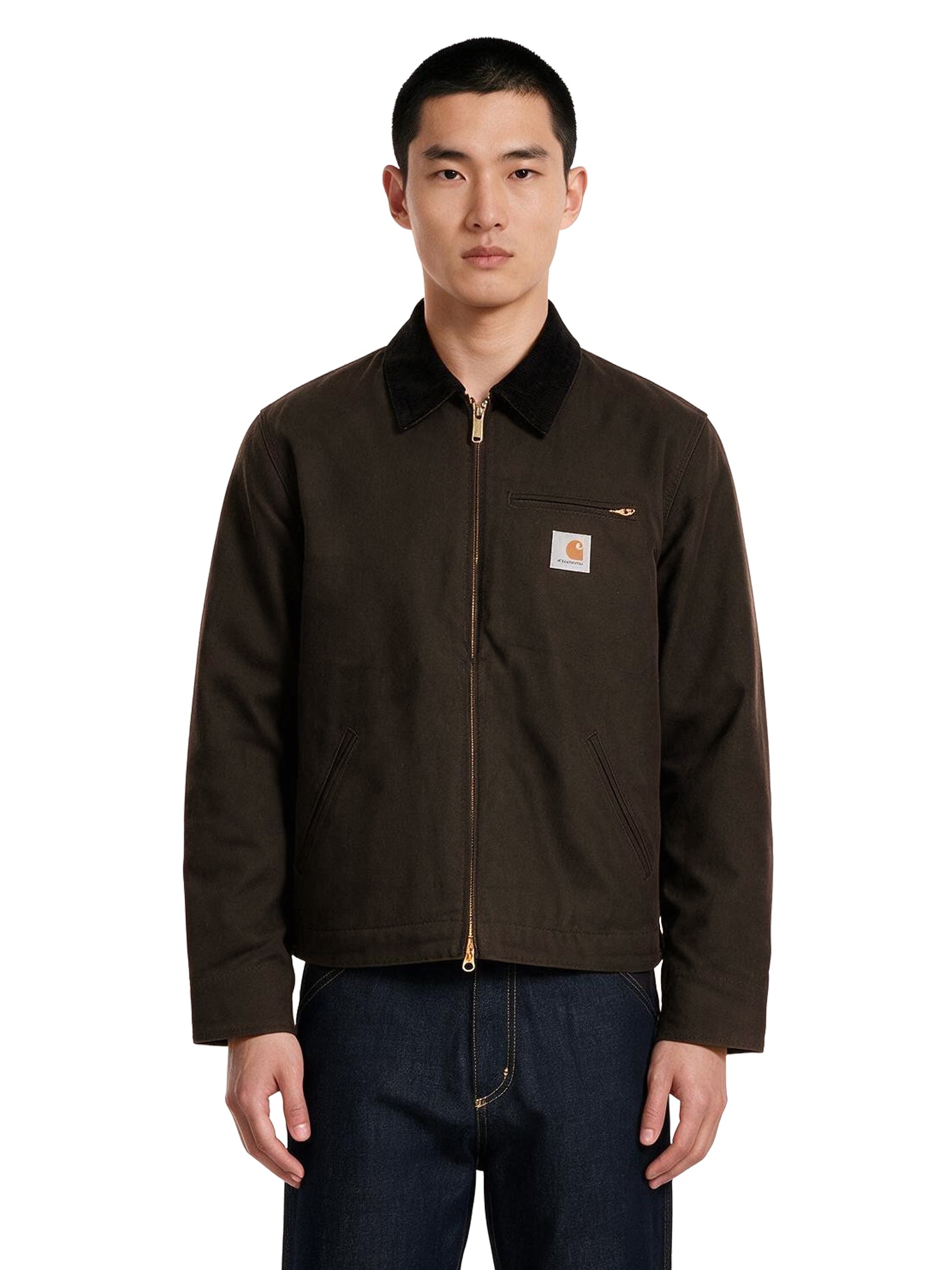 Giacca con zip con logo Detroit in marrone 