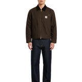 Giacca con zip con logo Detroit in marrone 