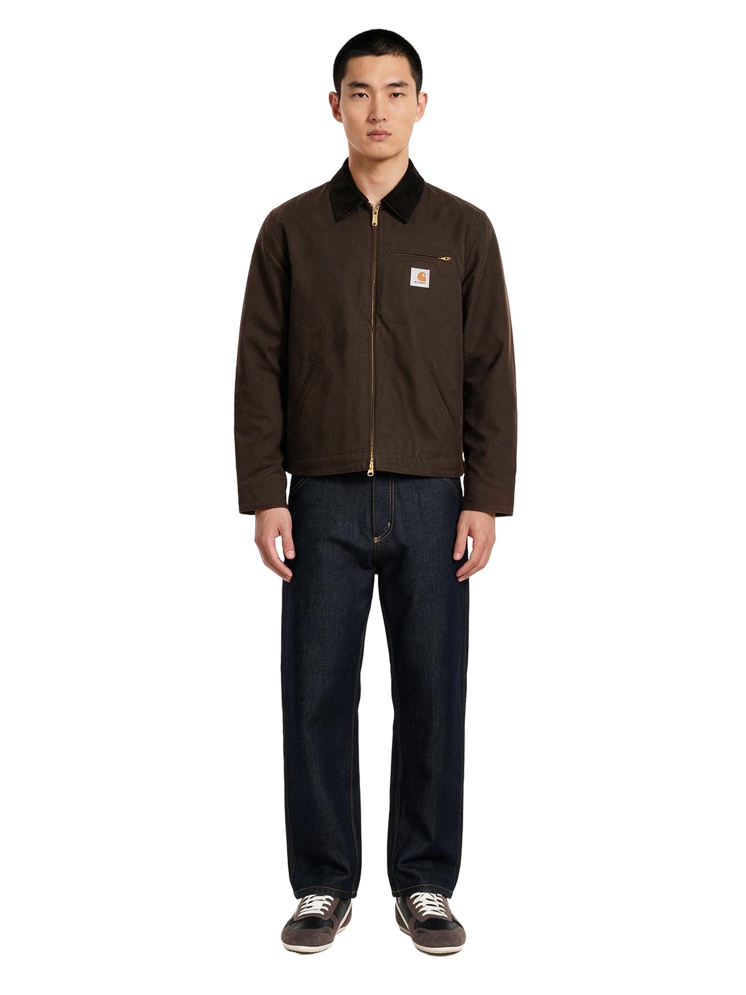 Giacca con zip con logo Detroit in marrone 