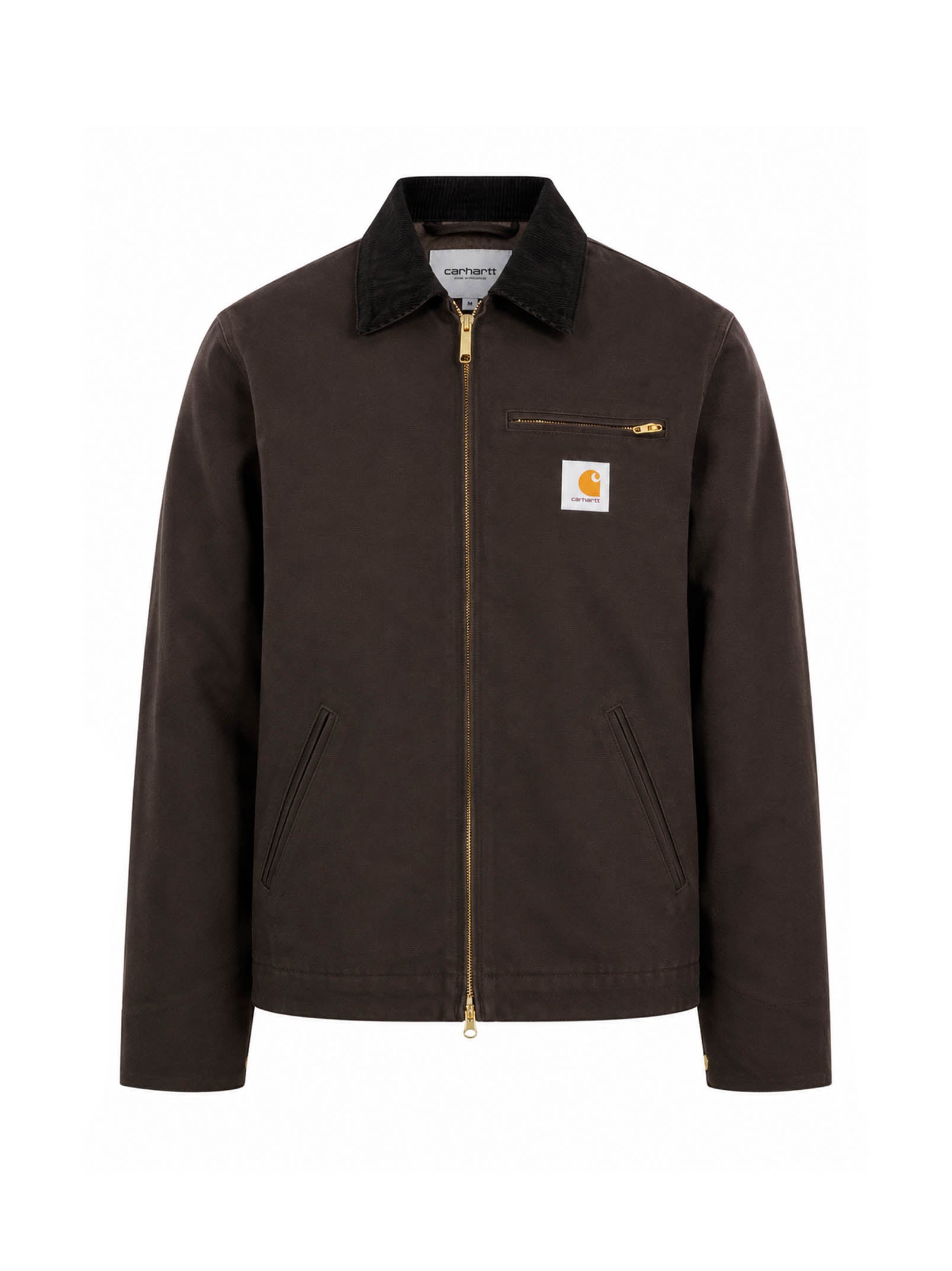 Giacca con zip con logo Detroit in marrone 