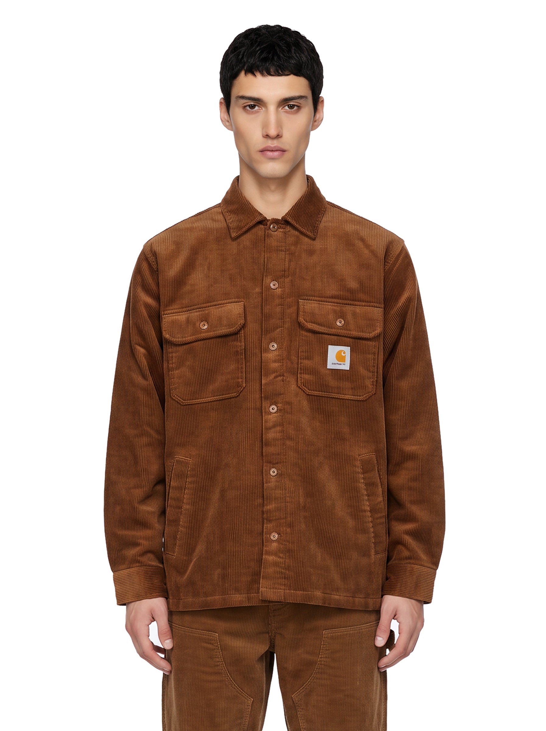 Giacca-camicia con logo whitsome in marrone 
