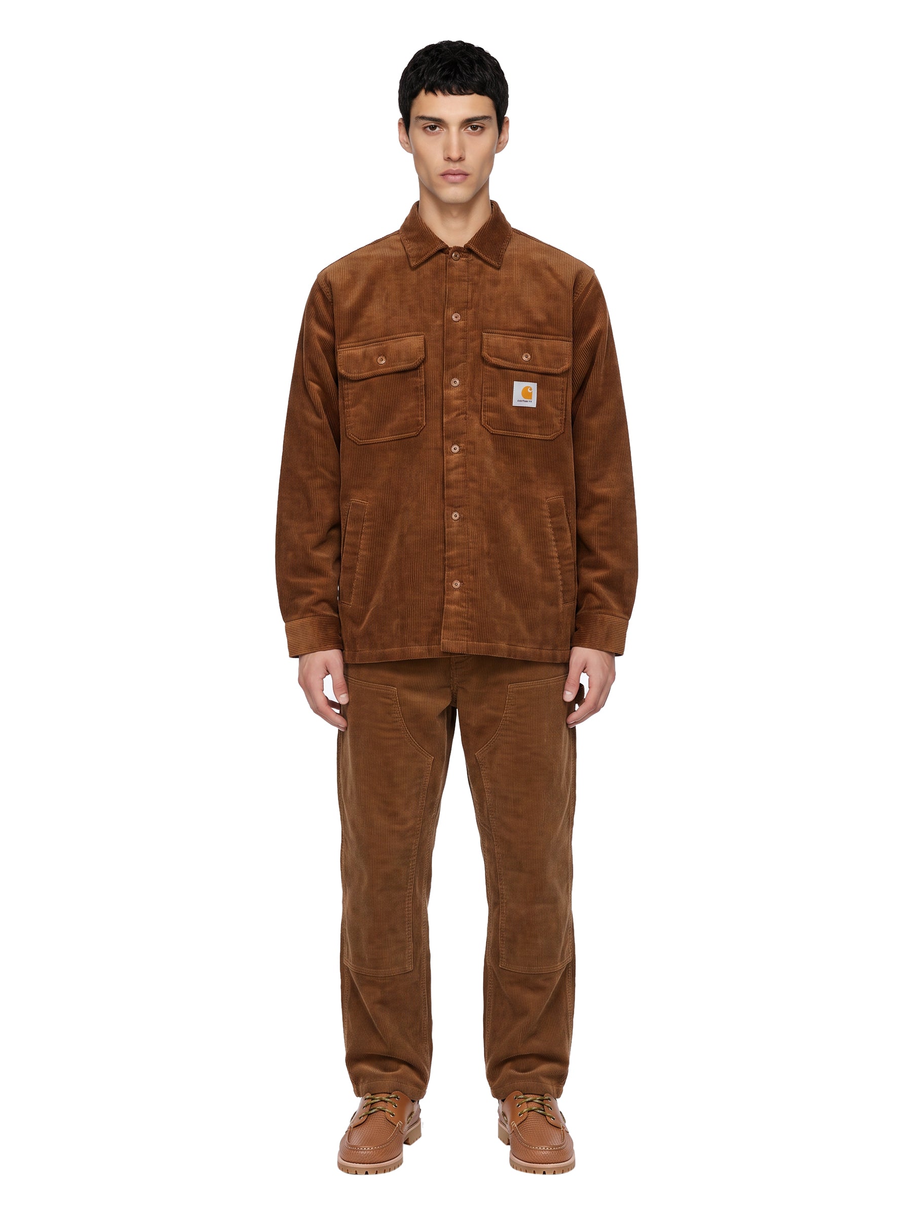 Giacca-camicia con logo whitsome in marrone 