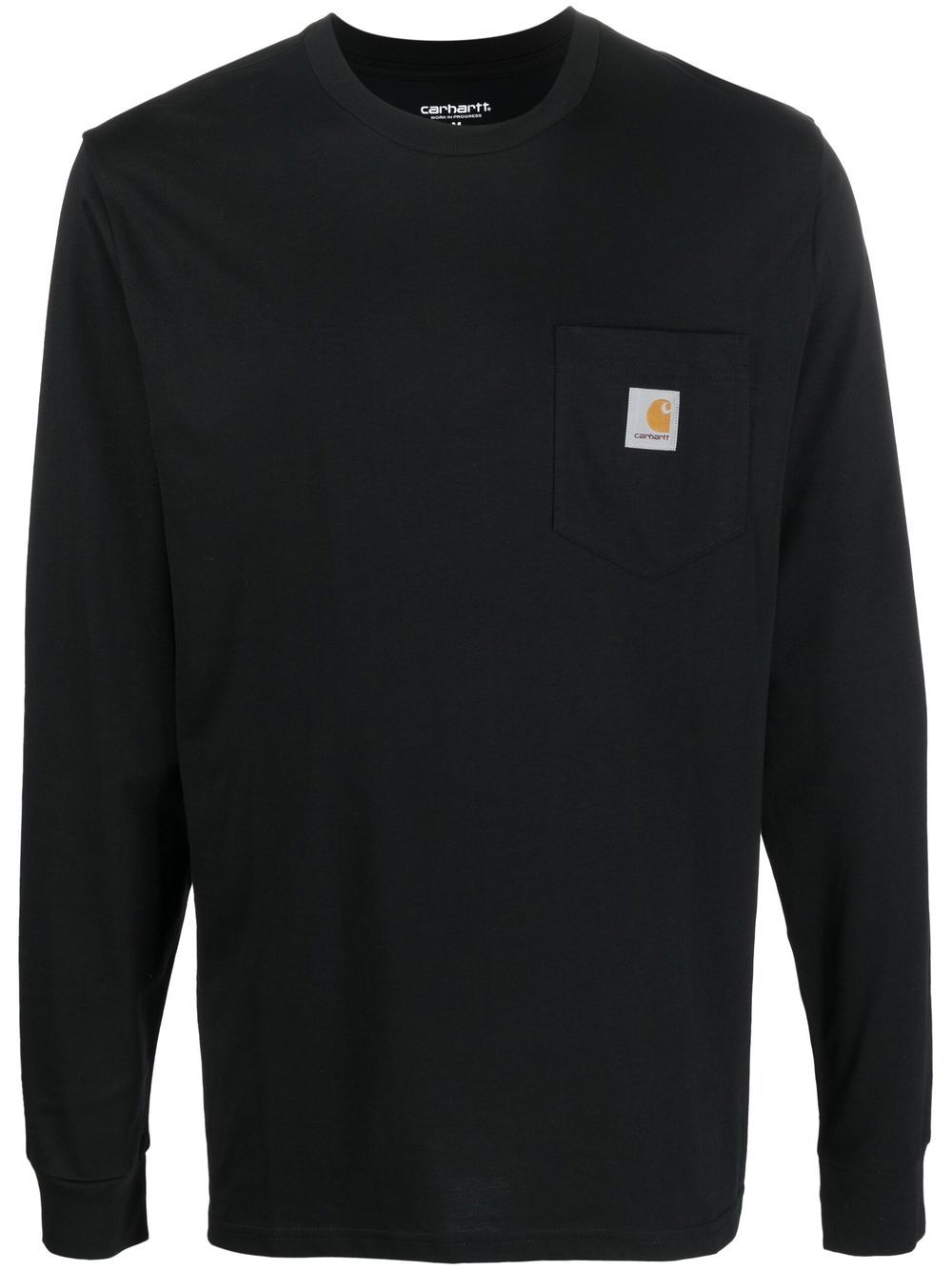T-shirt a maniche lunghe con patch logo in nero 