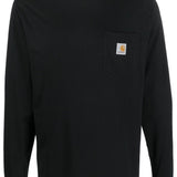 T-shirt a maniche lunghe con patch logo in nero 