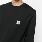 T-shirt a maniche lunghe con patch logo in nero 