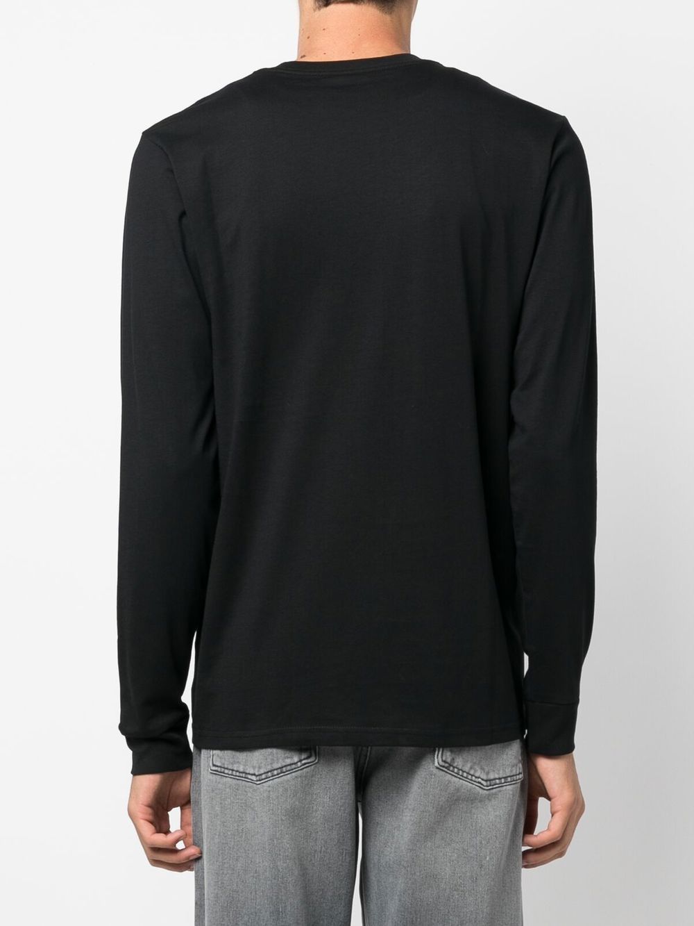 T-shirt a maniche lunghe con patch logo in nero 