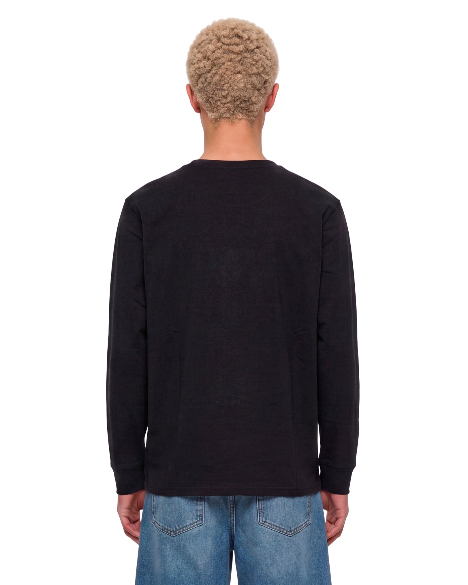 T-shirt a maniche lunghe con patch logo in nero 