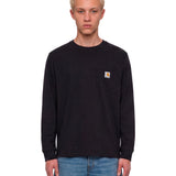 T-shirt a maniche lunghe con patch logo in nero 
