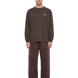 T-shirt a maniche lunghe vista in marrone 