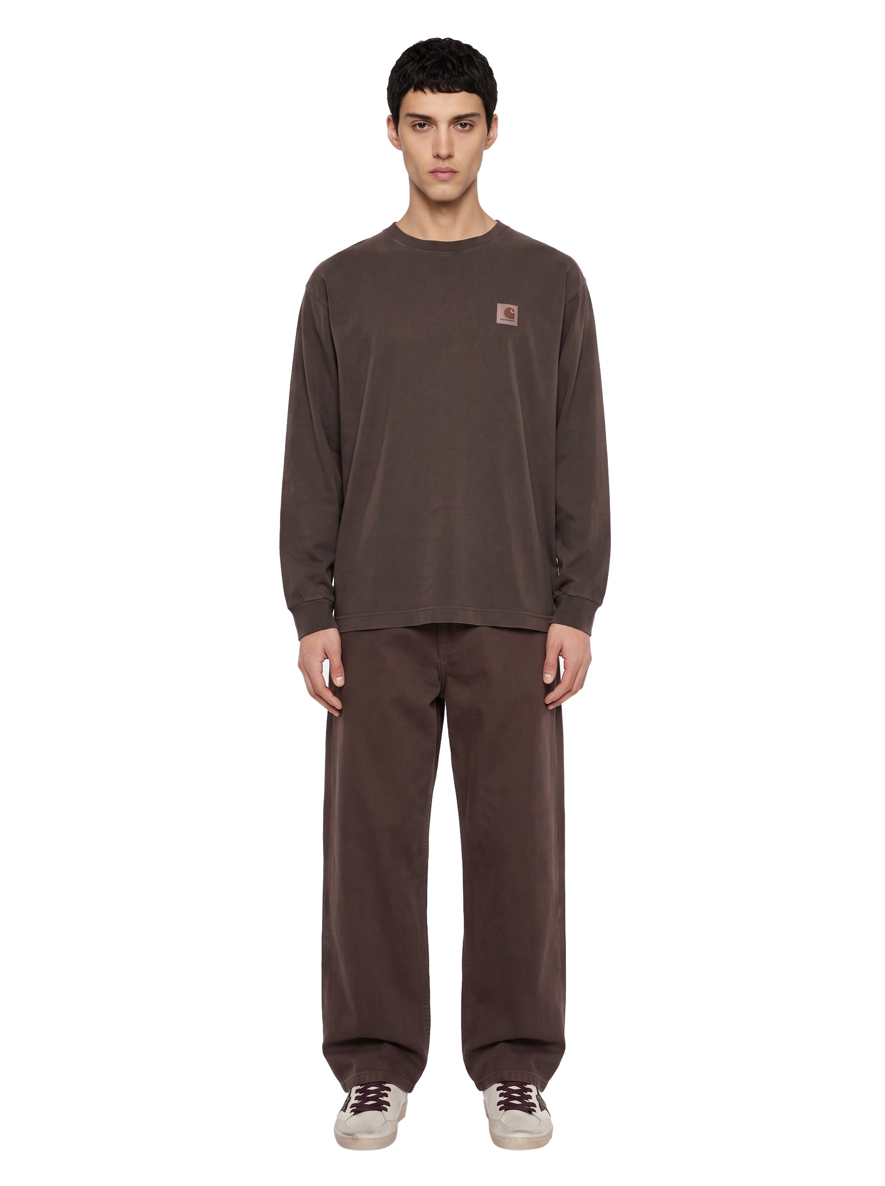 T-shirt a maniche lunghe vista in marrone 
