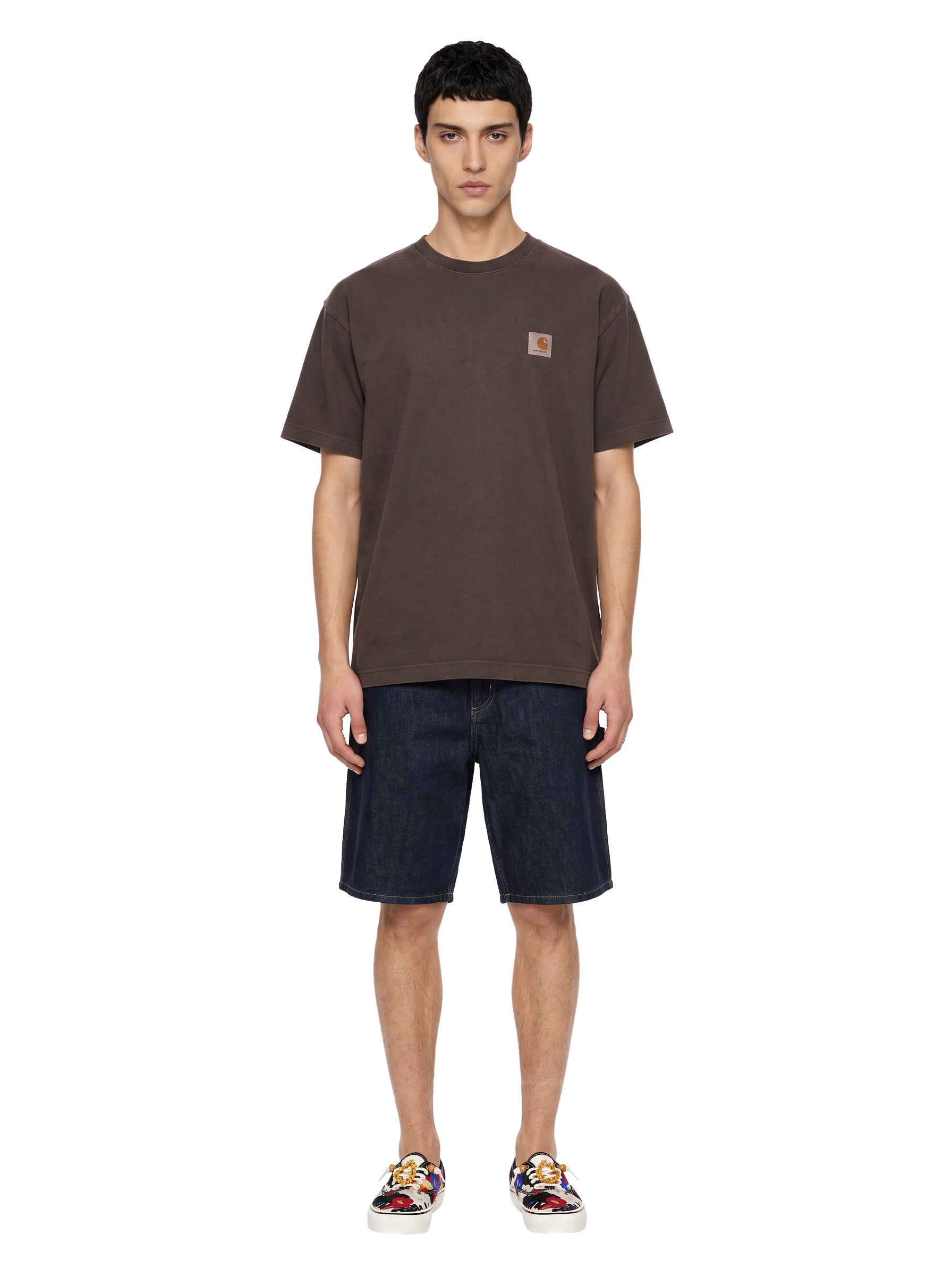 T-shirt a maniche corte vista in marrone 