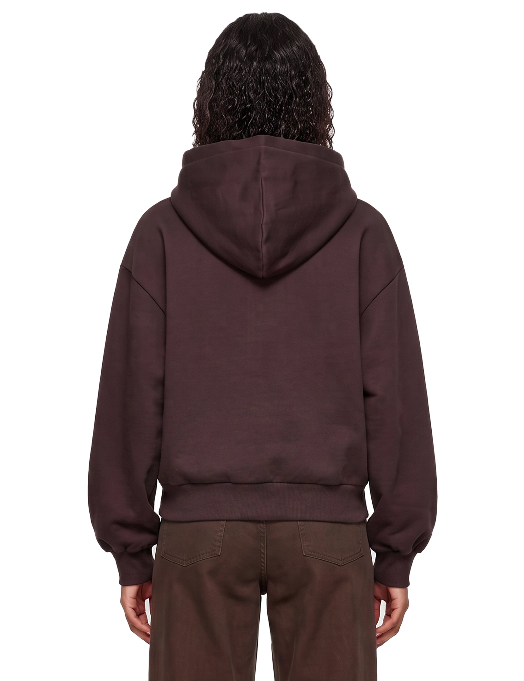 Felpa con zip e cappuccio in marrone 