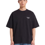T-shirt a mancihe corte signature script in nero 