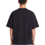 T-shirt a mancihe corte signature script in nero 