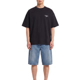 T-shirt a mancihe corte signature script in nero 