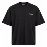 T-shirt a mancihe corte signature script in nero 