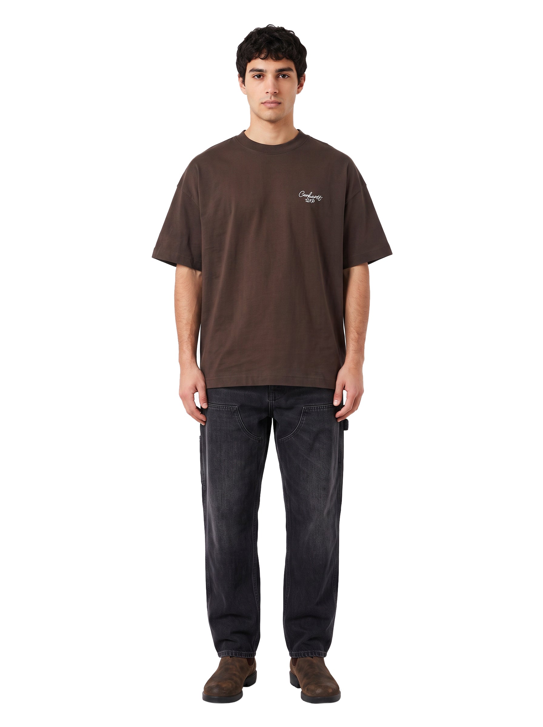 T-shirt Signature Script in marrone 