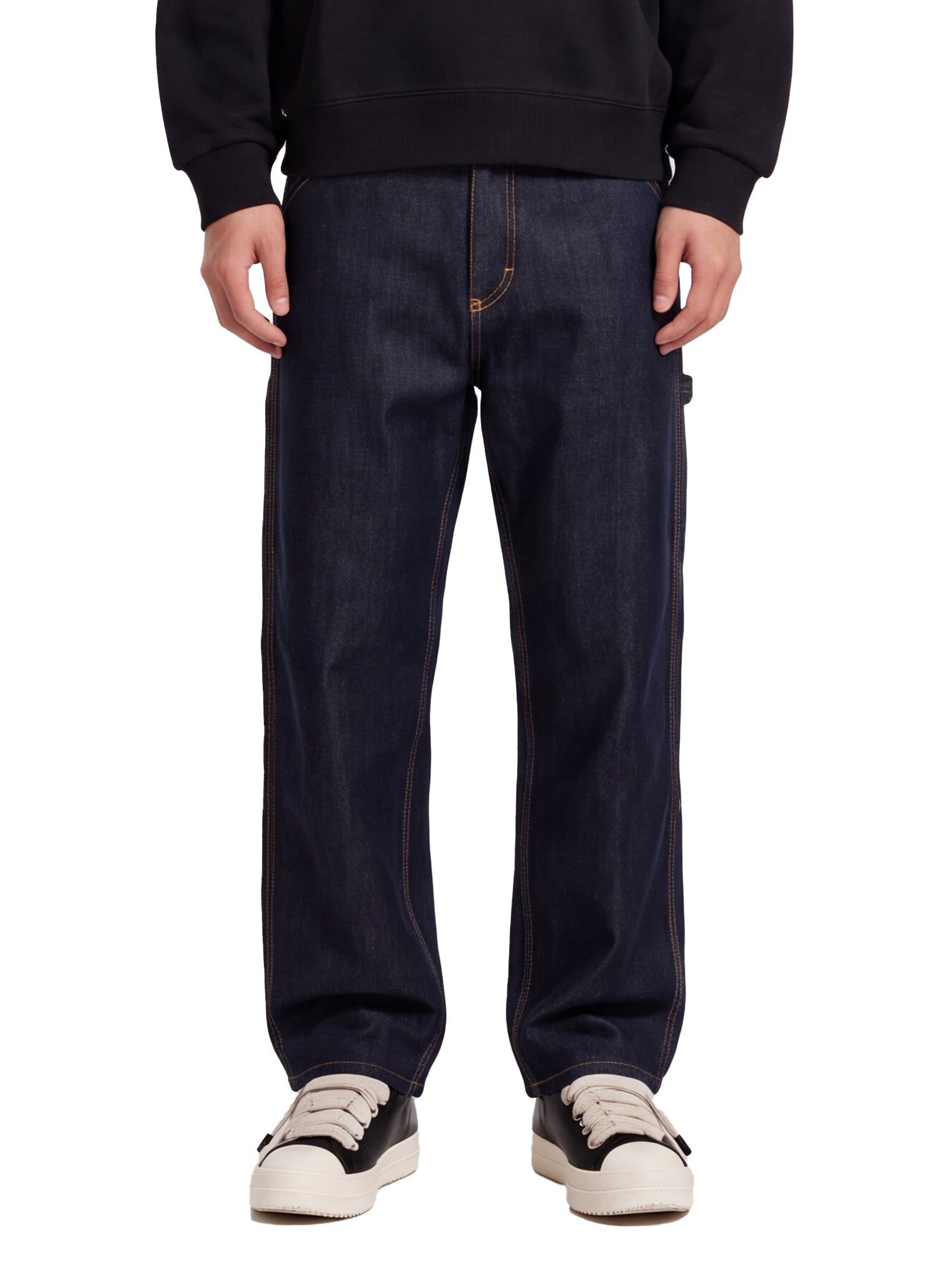 Jeans a gamba dritta og single knee in blu 